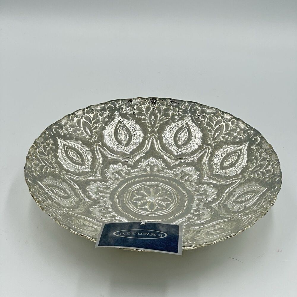 EFE Glass Turkish Handmade Decorative 100% Genuine Silver Bowl 8.5” Width
